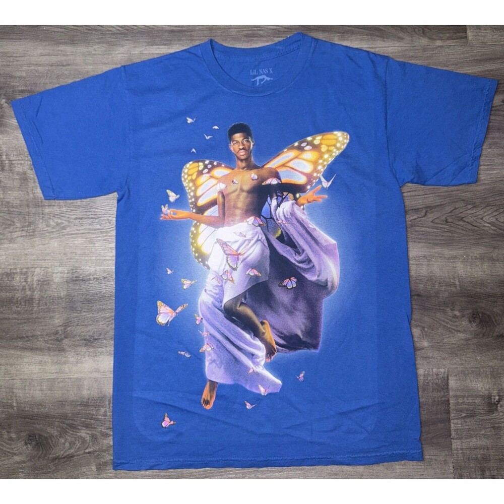 Lil Nas X Long Live Montero Tour T Shirt Size Medium Blue Cupid Graphic Print